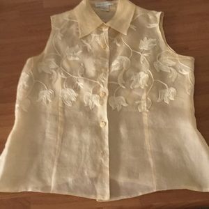 Pale yellow collared tank top